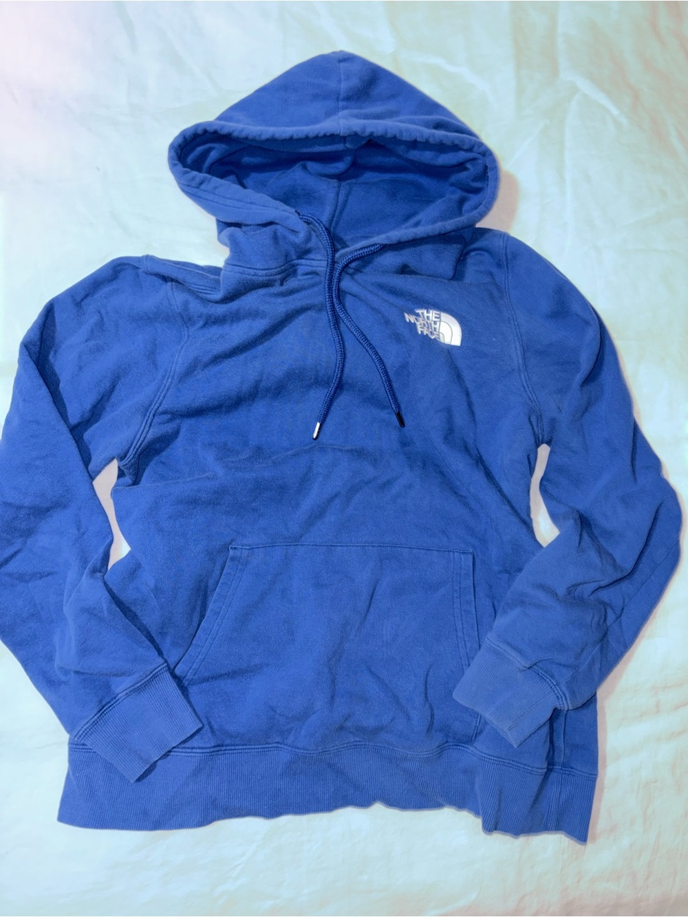 The North Face Blue Pullover Hoodie with White Logo